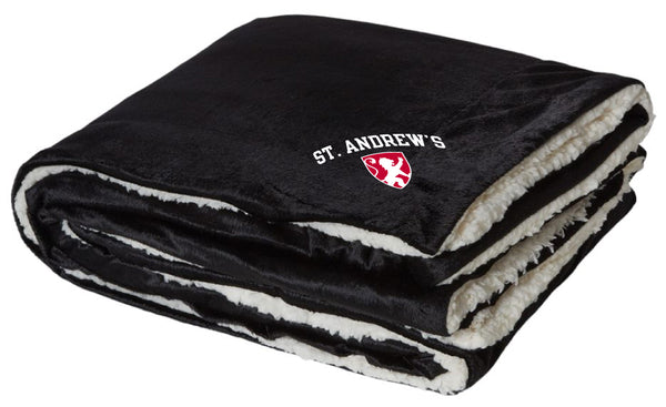 St. Andrew's Cozy Black Sherpa Blanket 50x60
