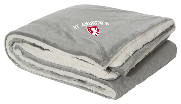 St. Andrew's Cozy Grey Sherpa Blanket 50x60