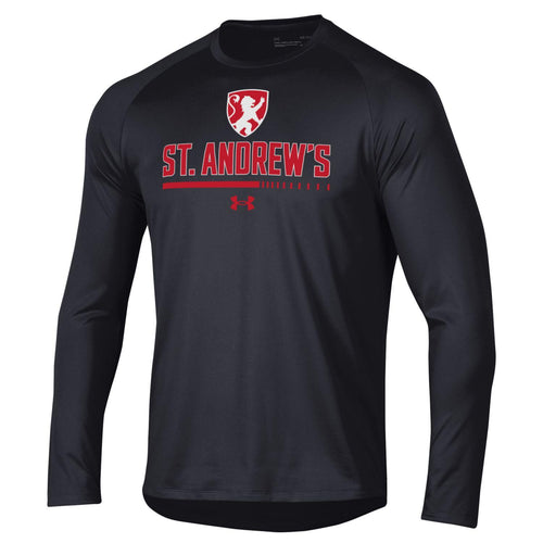 Adult UA Long Sleeve Tech Black Over Dash Bar