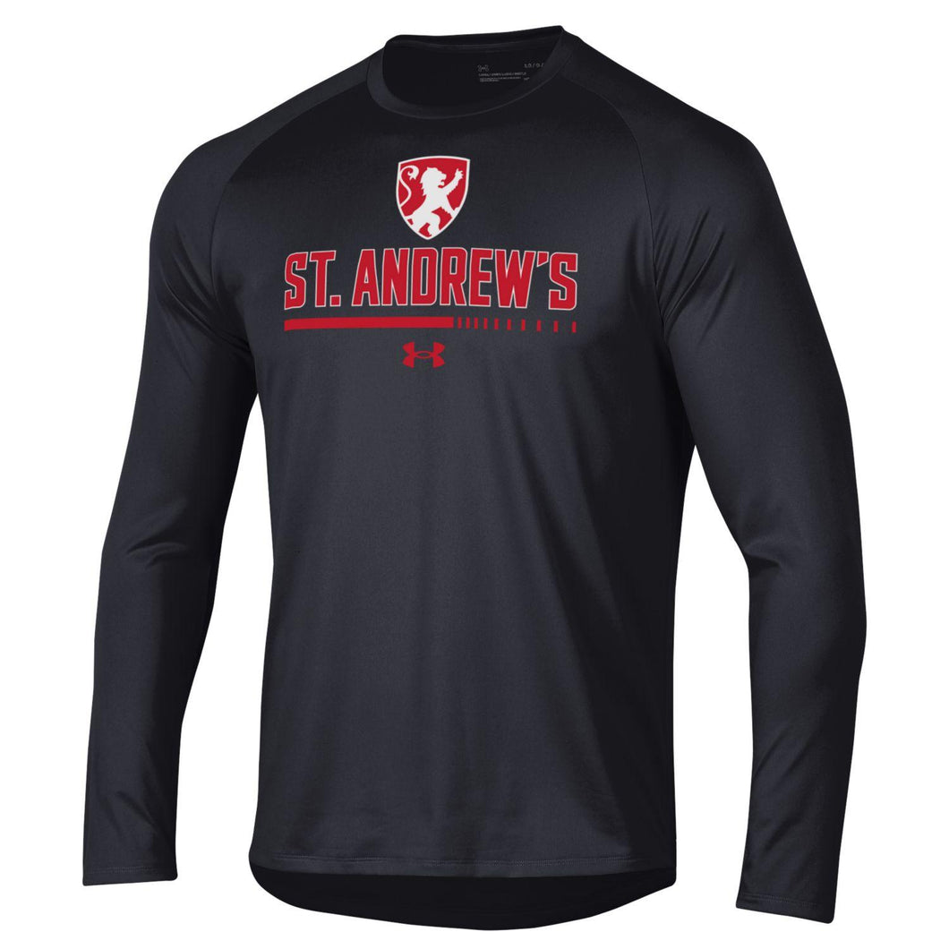 Adult UA Long Sleeve Tech Black Over Dash Bar