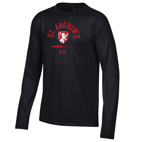 Youth UA Black Long Sleeve Shield Dash with Lions on Back
