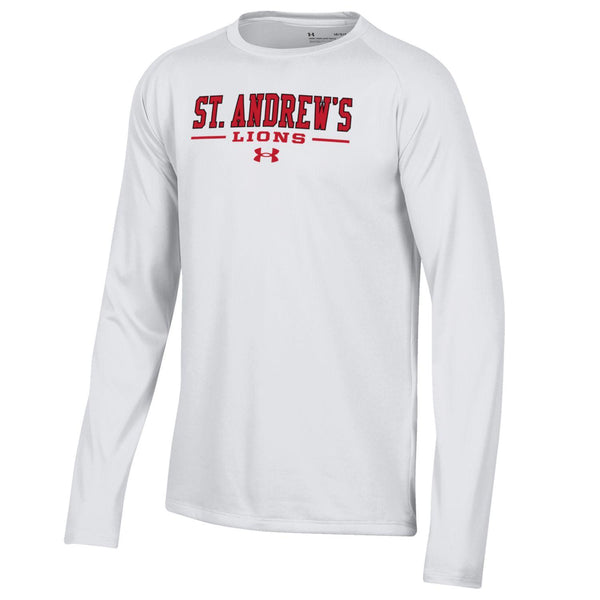Youth UA White Long Sleeve Tech T-Shirt