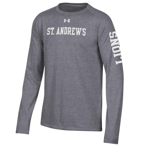 Youth UA Carbon Heather w/ Lions on Sleeve Long sleeve