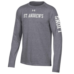 Youth UA Carbon Heather w/ Lions on Sleeve Long sleeve