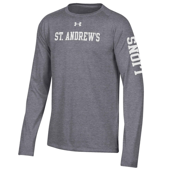 Youth UA Carbon Heather w/ Lions on Sleeve Long sleeve