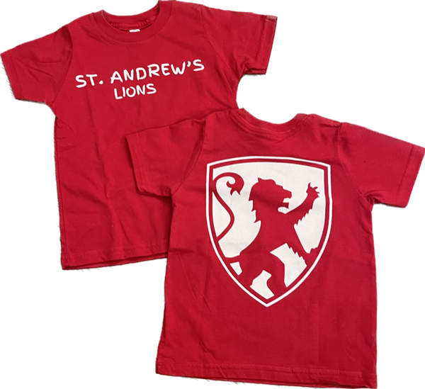 Toddler Red T-Shirt with Big Shield on Back